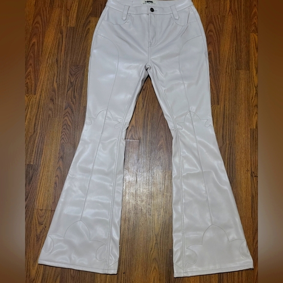 Rock & Roll Cowgirl Denim - ROCK & ROLL Womens High rise Flare Faux Leather Pants W30/L33